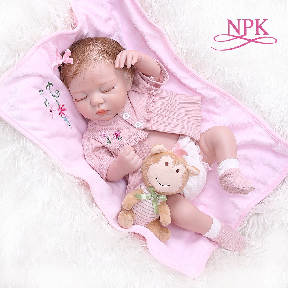 Boneca Bebê / Baby Reborn Realista Macia em Silicone Dormindo  Anatomicamente Correto NPK 48cm