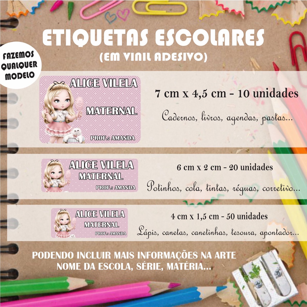 Etiqueta Escolar Personalizada Jolie Kit 80 Unidades Shopee Brasil 7013