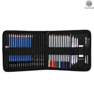 (Hot Stock) Kit De Desenho H & B 40 Pçs / Conjunto Profissional De Lápis De Madeira Natural / Lápis De Pintura