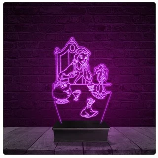 Luminária e Abajur Acrílico Led - A Bela e a Fera Disney