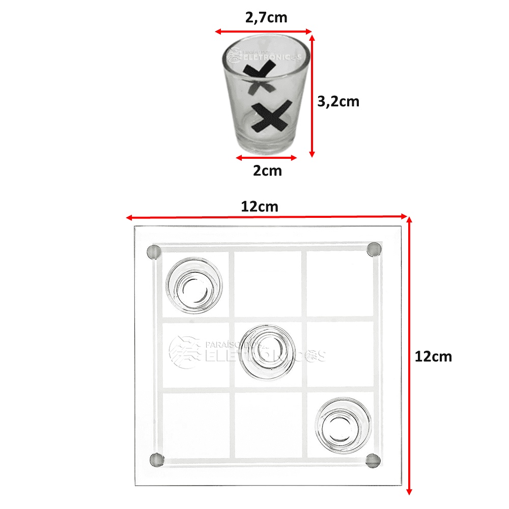 Jogo Da Velha Tabuleiro Vidro 9 Copos Shot Perdeu Bebeu Social Com