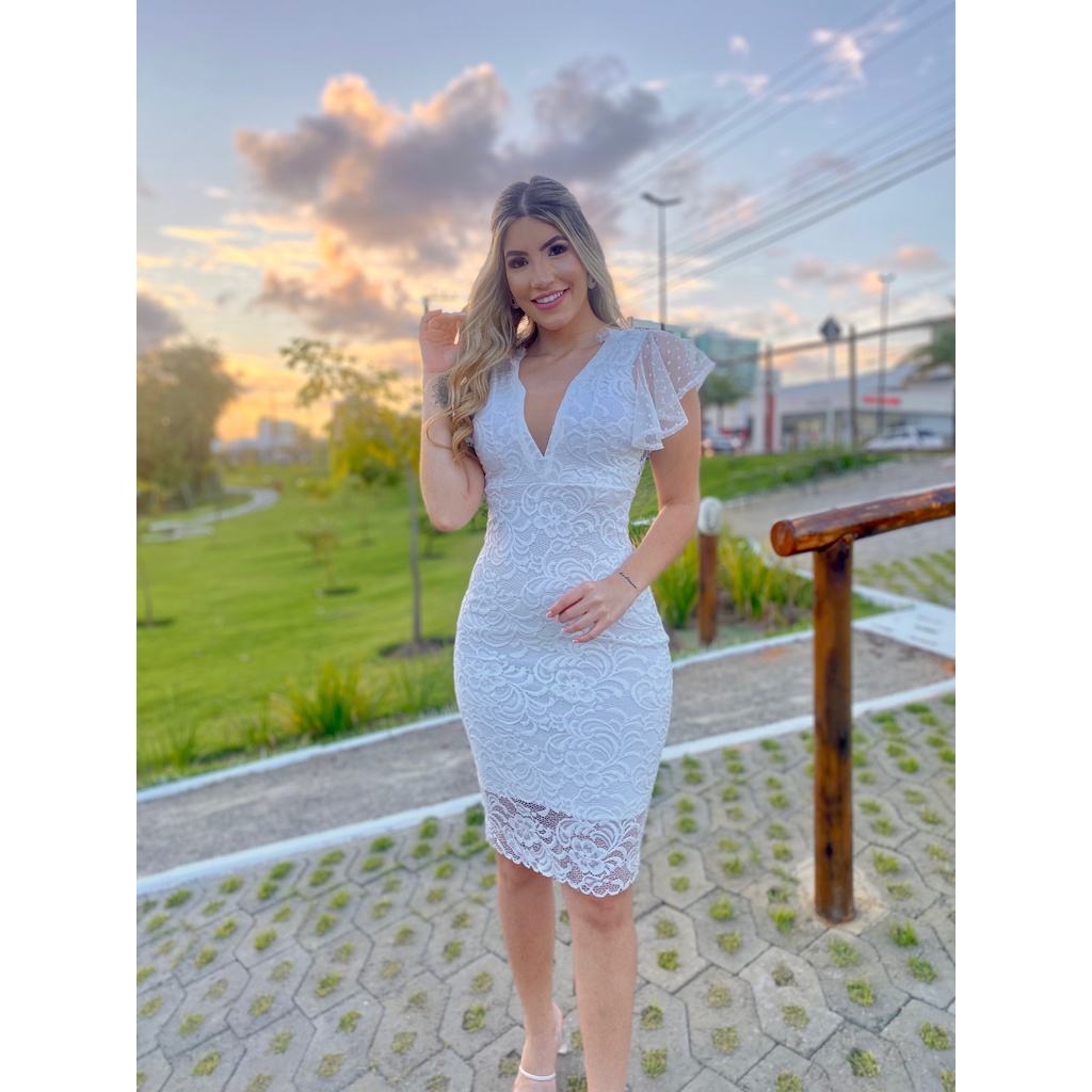 Vestido De Noiva Branco Justo Forro Duplo Pre Wedding Ensaio Casamento Civil Moda Para Gestante