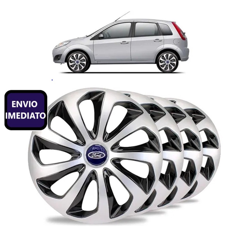 Jogo 4 Calotas Velox Aro 14 Prata/Preto Ford Fiesta Fiesta Sedan ...
