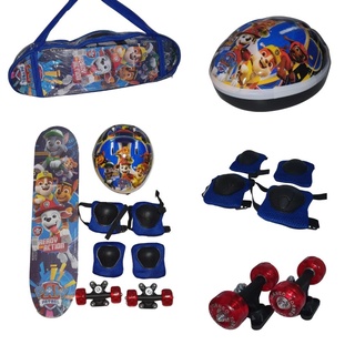 Skate Infantil Patrulha Canina + Kit Proteção Capacete