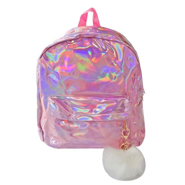 Mochila escolar feminina de alta qualidade, bolsa para jogos e escola com  glitter de couro pu, mochila holográfica