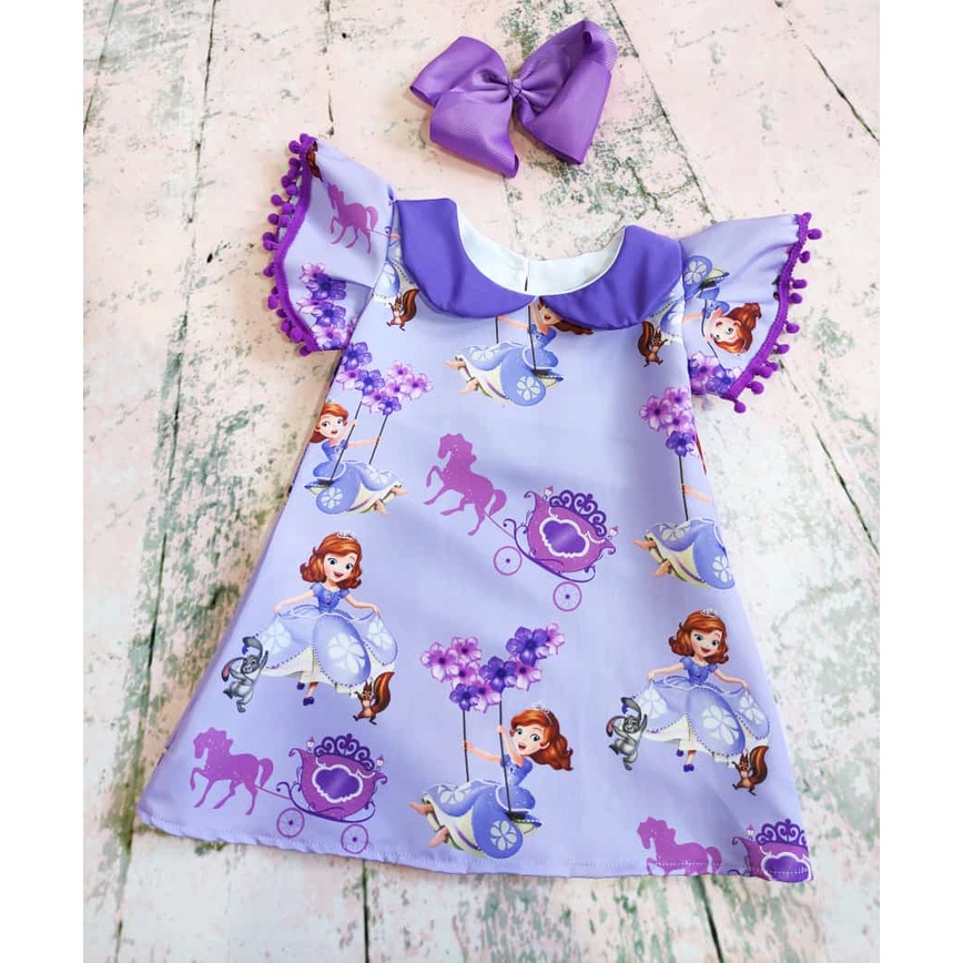 Vestido Princesa Sofia Corações modelo Julia infantil