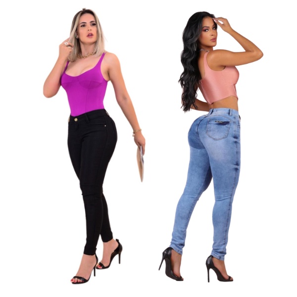 calça+jeans+cintura+alta+levanta+bumbum em Promoção na Shopee