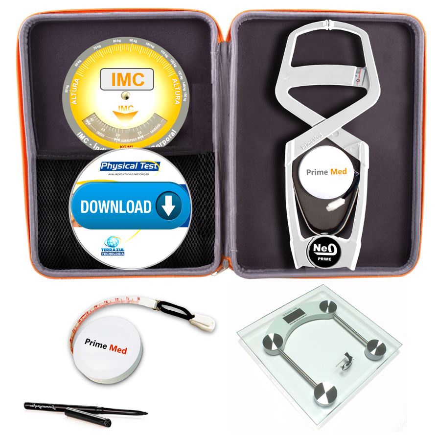 Plicometro Metal Modelo Estojo Luxo - Adipômetro Prime Med + Kit ...