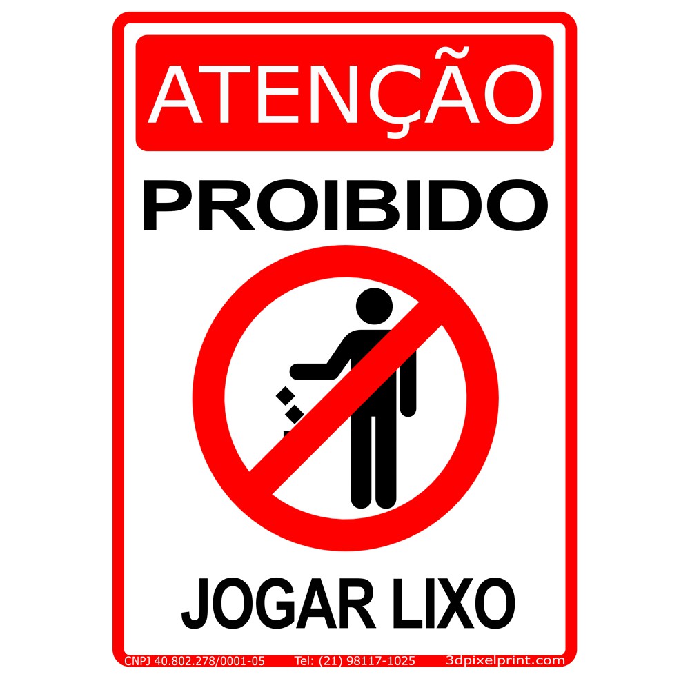 PLACA ATENÇÃO JOGUE LIXO NO LIXO