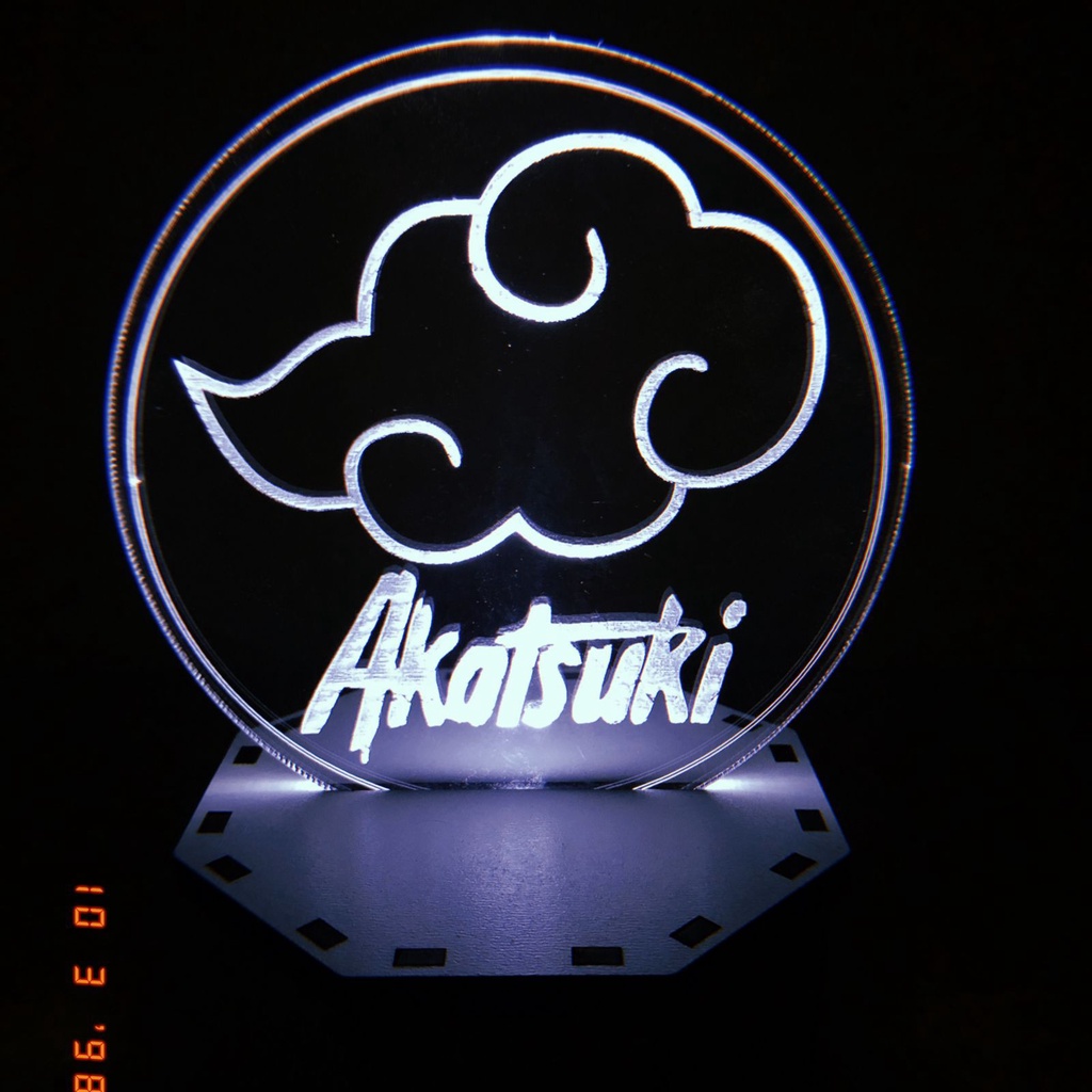 Luminária Led em Acrílico Akatsuki Anime Naruto - Led Branco ou ...