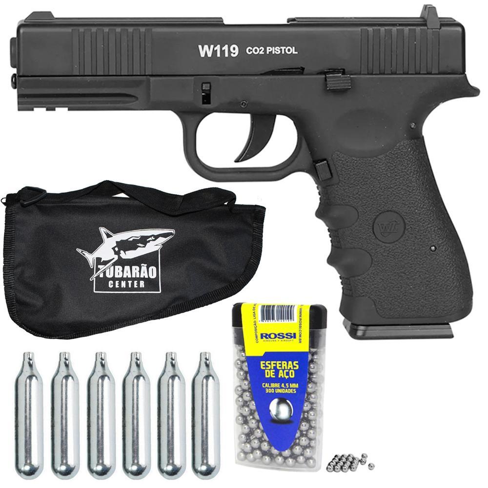 Pistola de Pressão W119 Slide Metal Co2 4.5mm - Wingun + 6 Cilindro ...