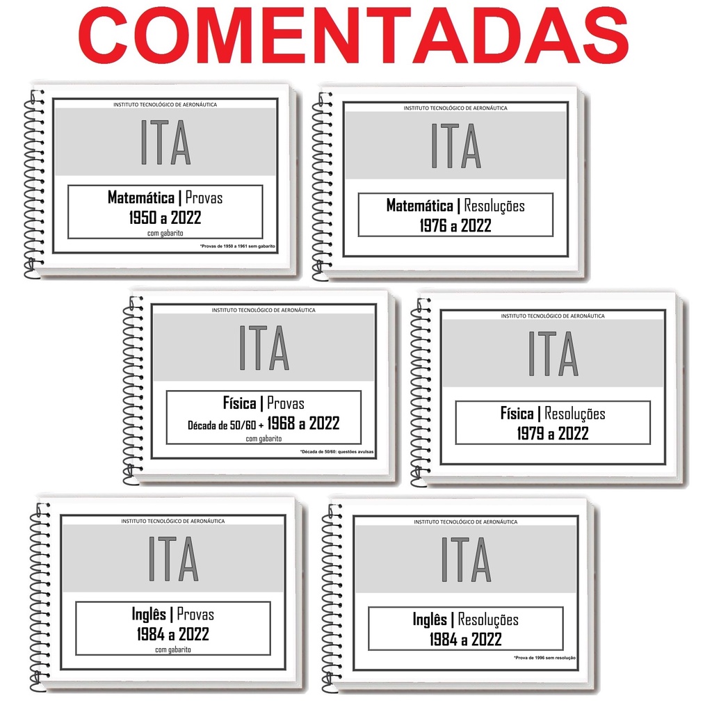 ITA 1950 a 2022 - Provas Comentadas Resolvidas - Apostila | Shopee Brasil
