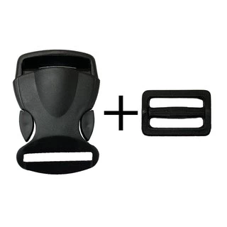 10un Fecho 30mm + 10un Regulador 30mm Preto Plástico Mochila