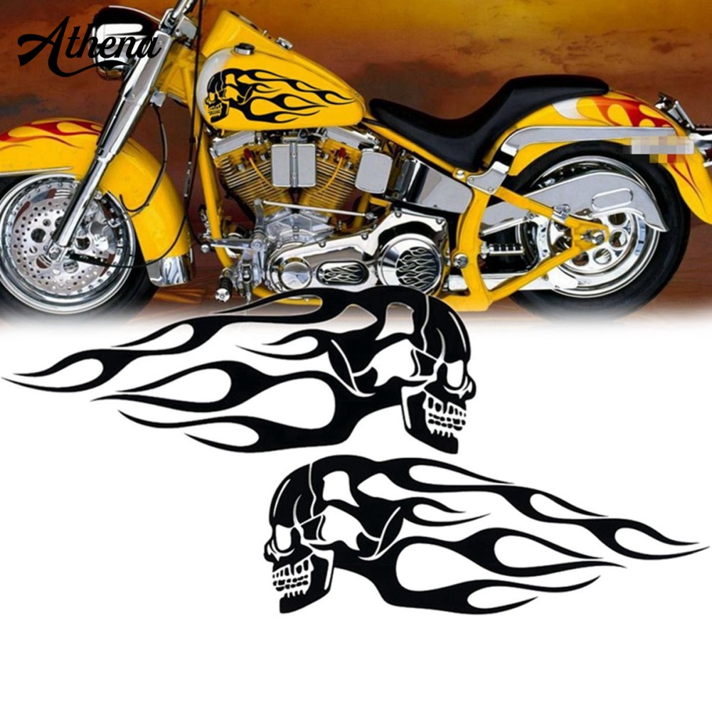 2Pçs Adesivo de Caveira Universal para Motocicleta/Tanque de Moto / Decalque | 2Pcs Universal Motorcycle Motorbike Gas Skull Decals Decor Stickers