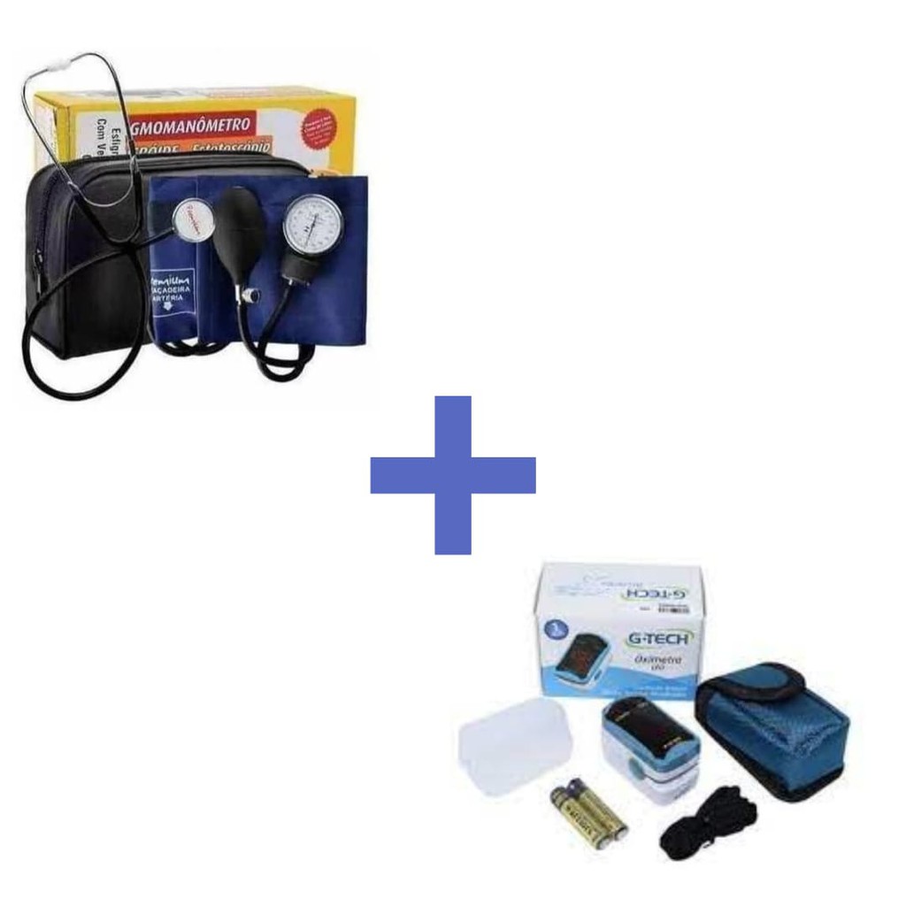 Kit Enfermagem Estetoscópio Esfigmomanômetro + Oxímetro G-tech Completo ...