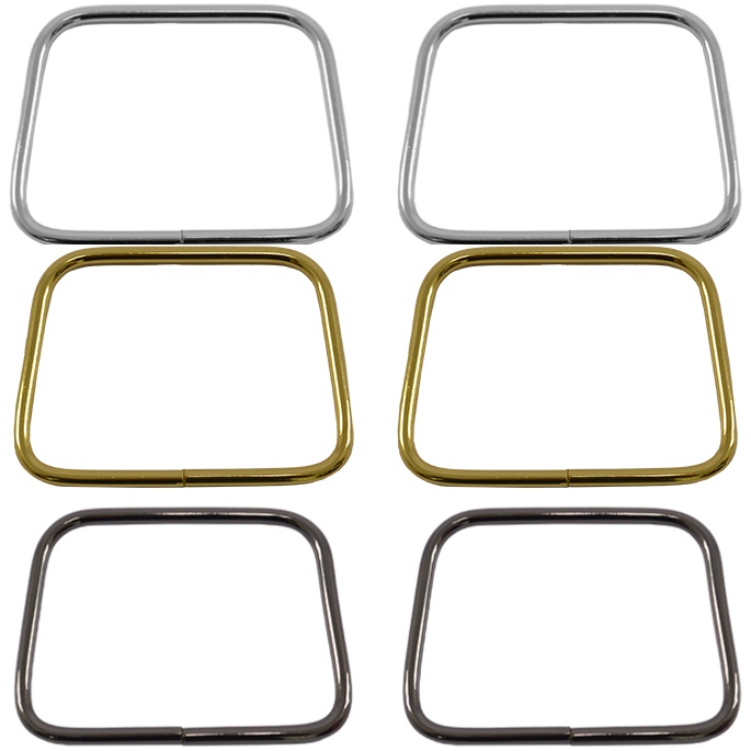 Par Alça De Metal Retangular 11x8cm Círculo Preto Prata Dourado