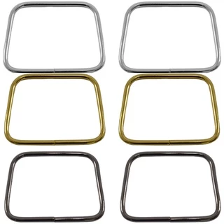 Par Alça De Metal Retangular 11x8cm Círculo Preto Prata Dourado