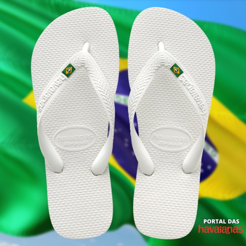 Chinelo Havaianas Brasil Branco Da Bandeirinha Original | Shopee Brasil