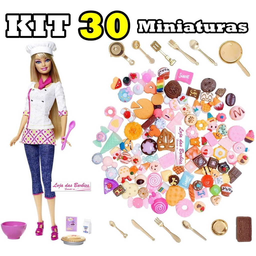Moda 30 pçs/lote mini comida para barbie crianças jogo casa de bonecas em  miniatura alimentos