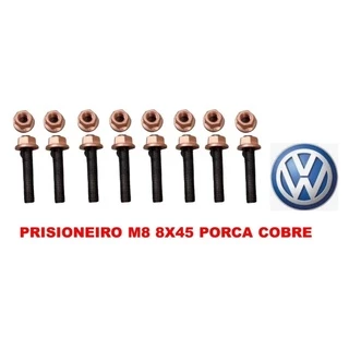 Prisioneiros Aço Rosca M8 Com Porca De Cobre 8 Coletor Ap Vw