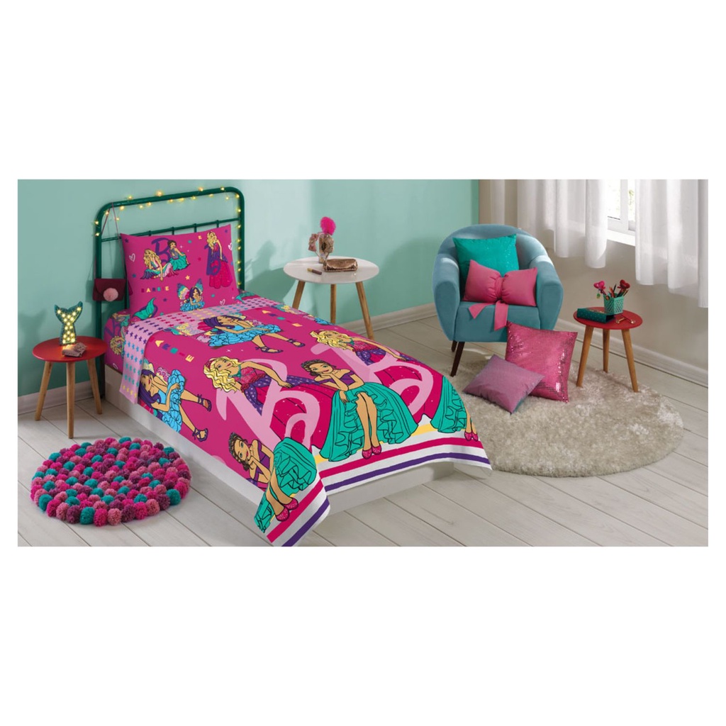 Jogo De Cama Solteiro Estampado Barbie Lepper 2 Pçs - Barbie