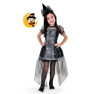Fantasia infantil Halloween Princesa Bruxa Feiticeira Luxo