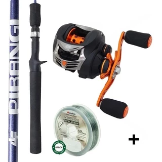 Carretilha Esquerda Python Gold 8000 + Vara Pirangi 1,20m 8-15lbs 1 Parte + Linha Mono - Kit Piapara em Oferta na Shopee