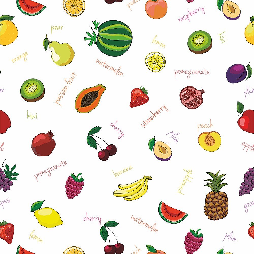 Papel de Parede Adesivo Frutas Tropicais Coloridas N04266