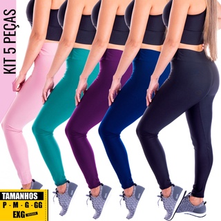 Kit 5 Calças Legging Fitness Suplex 1, Moda LLevo