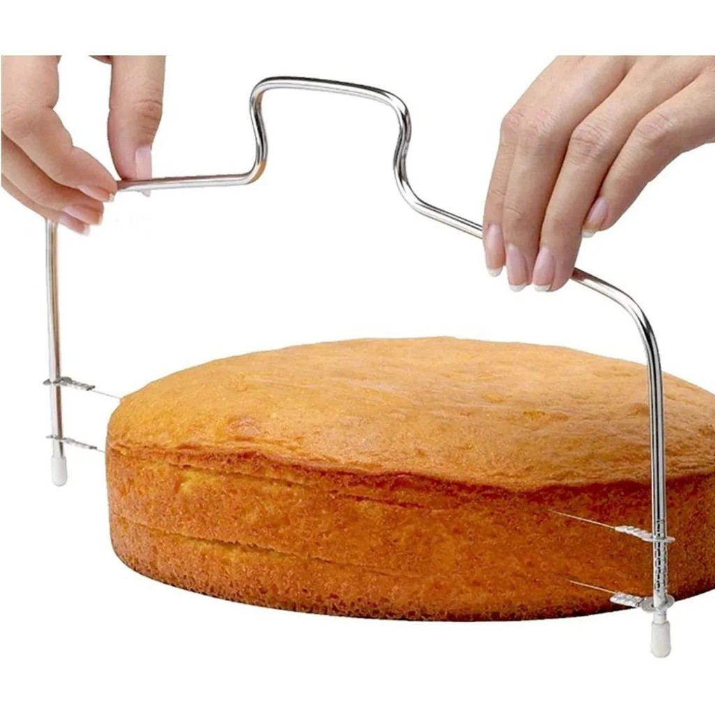 Nivelador E Fatiador De Bolo Fio Duplo Alta Qualidade 31cm Aço Inox Cozinha