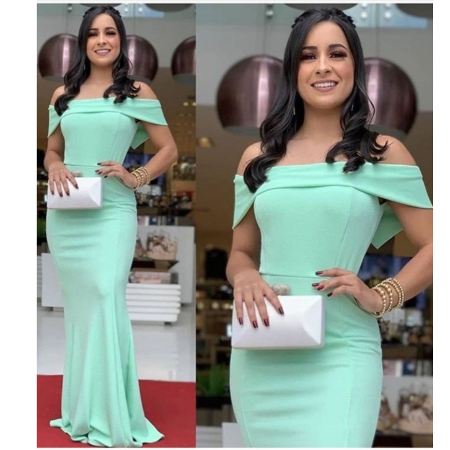 Elegante Vestido De Baile Verde Moda Uma Linha Mulheres Longo