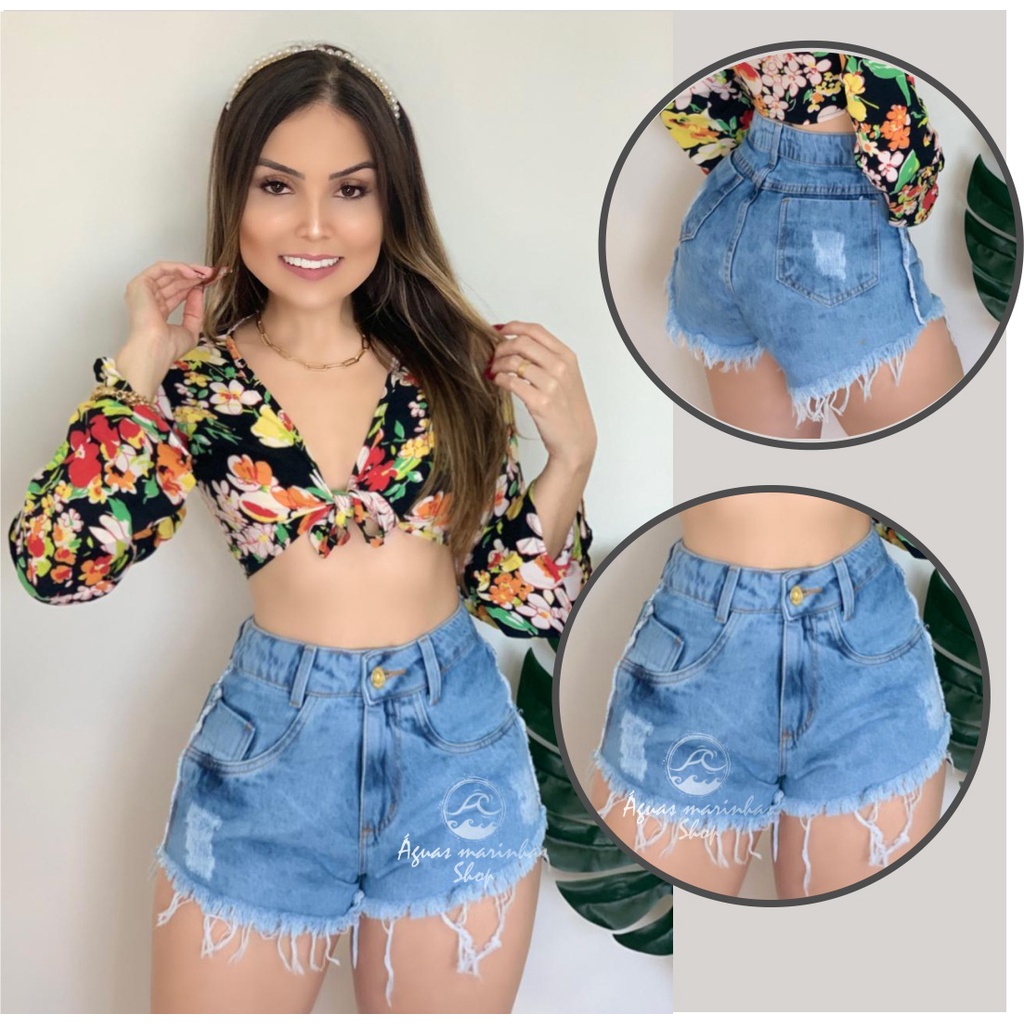 Short Jeans Feminino Desfiado Hot Pants Curto Cintura Alta - Useconf - Short  Feminino - Magazine Luiza