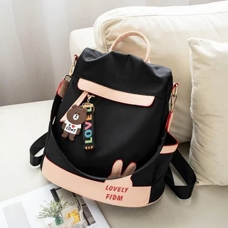 bolsa mochila grande feminina anti furto impermeável nylon com urso tecido