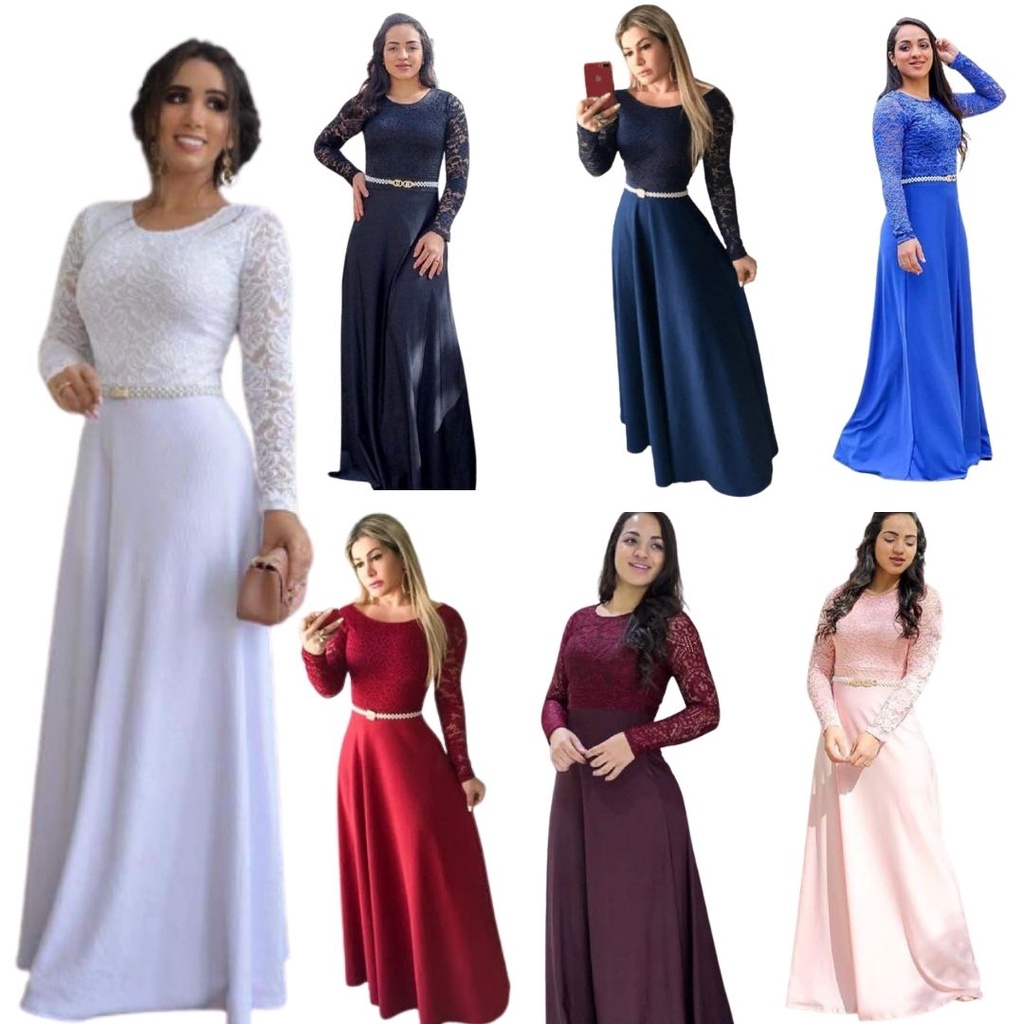 Vestido Gode Longo Casamento Civil , Madrinha Festa Evangélico | Shopee ...