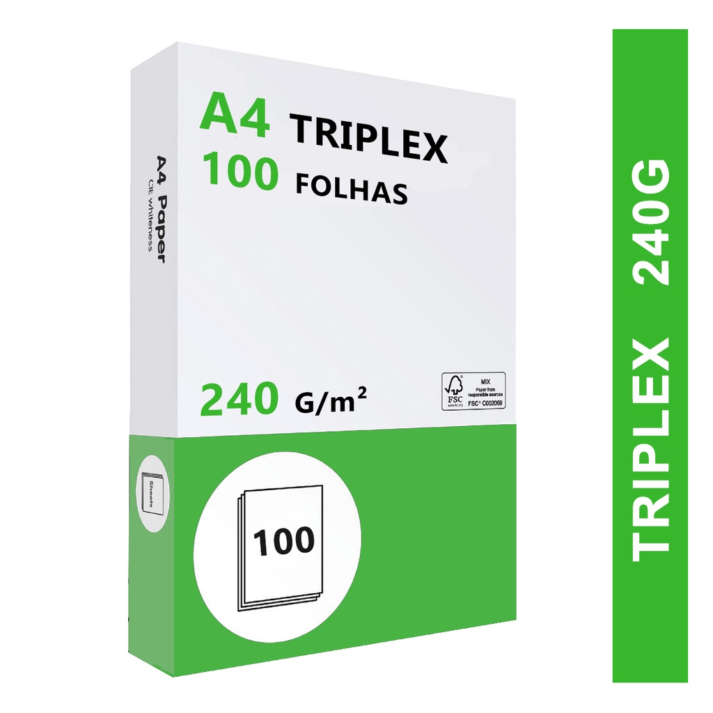 Papel Cartão Triplex Grosso 240g A4 - 100 Folhas | Shopee Brasil