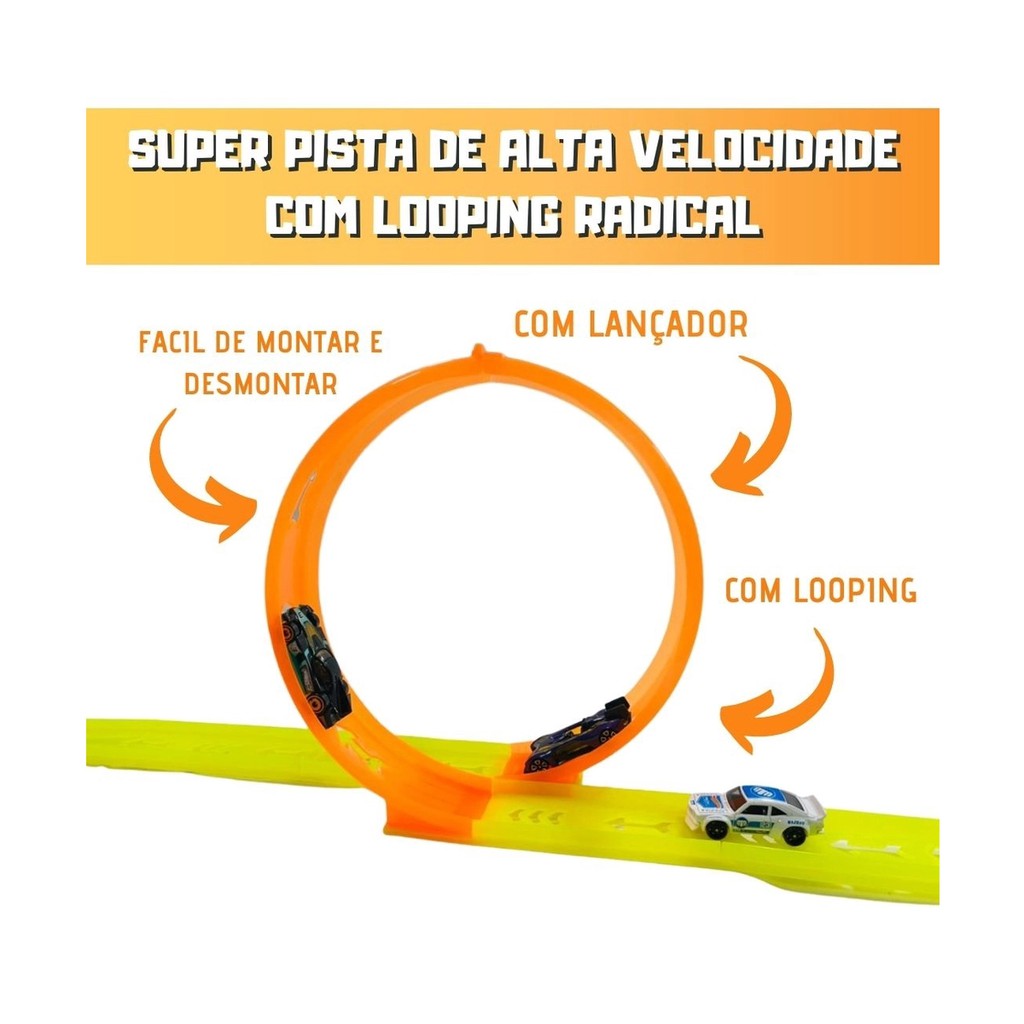 Hot Wheels Track Builder Pista Lançador com Looping Ajustável