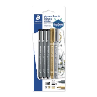 Conjunto STAEDTLER Pigment Liner + Caneta Metálica c/ 5 Peças