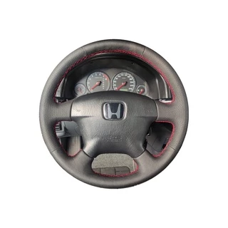 Capa de Volante Costurada Premium Civic 2001 A 2006 (Costura Vermelha)