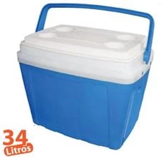 Caixa Térmica Cooler Antares 34 litros Azul, Vermelha e Preta.