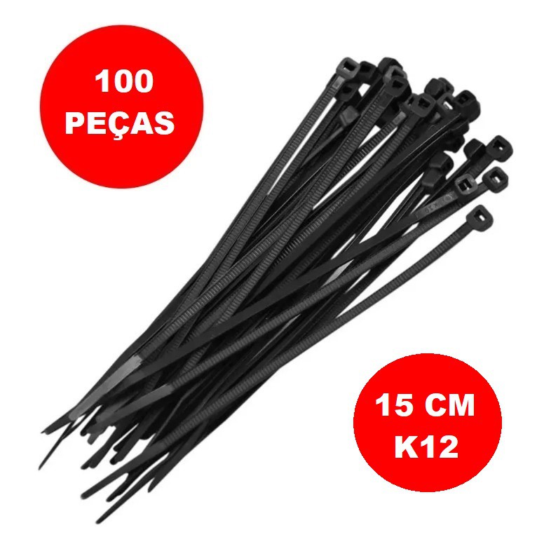 100 Cintas plásticas abraçadeira 15 cm K12