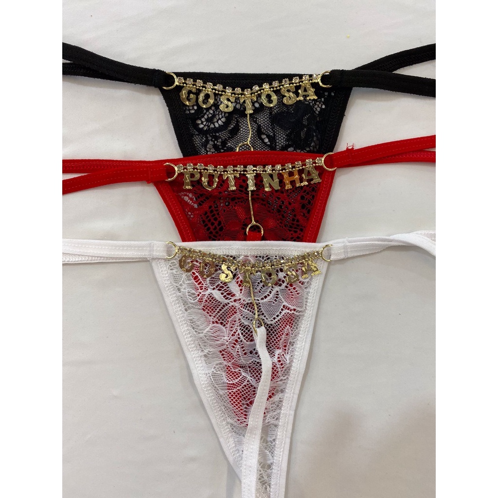 Tanga Sexy Com Dizer Em Joia Lingerie Atacado | Shopee Brasil