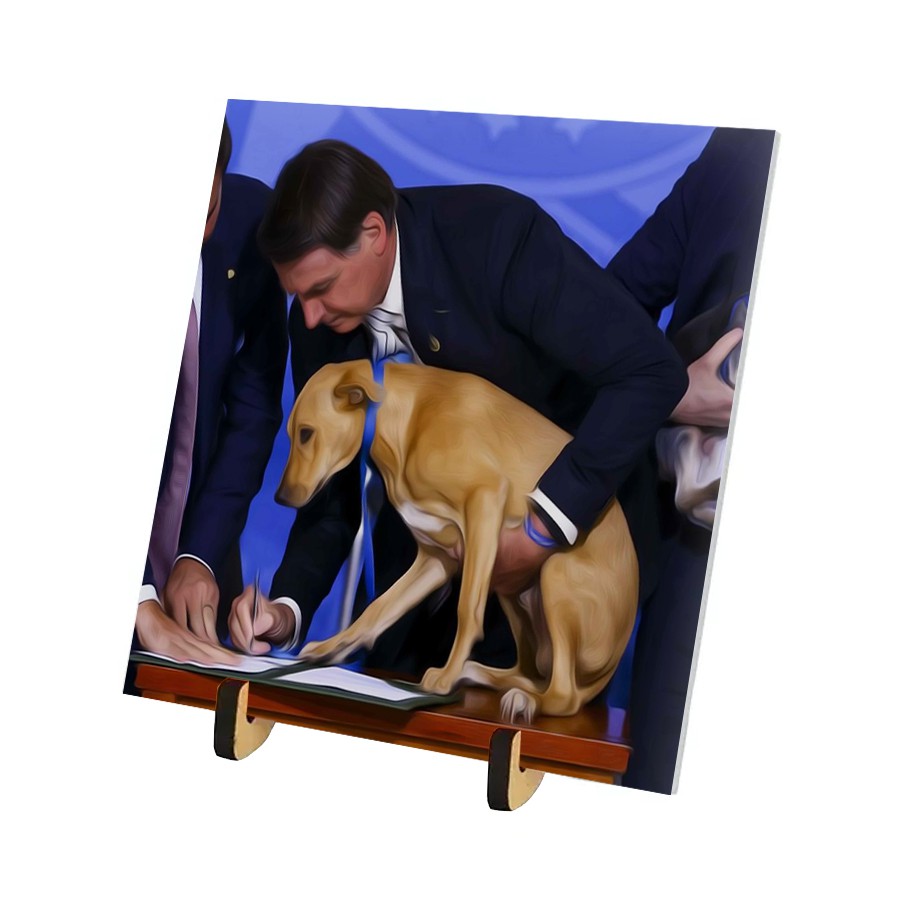  Azulejo 15x15 com pézinho CN Bolsonaro assinando Lei Animais 