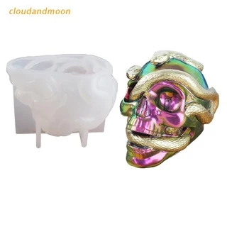 cloudandmoon Molde Silicone Cabeça Caveira Resina Epóxi Dupla Cobras