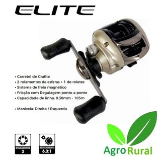 Carretilha De Pesca Marine Sports Elite 3 Rolamentos. Para Praia, Rios E Lagoas.