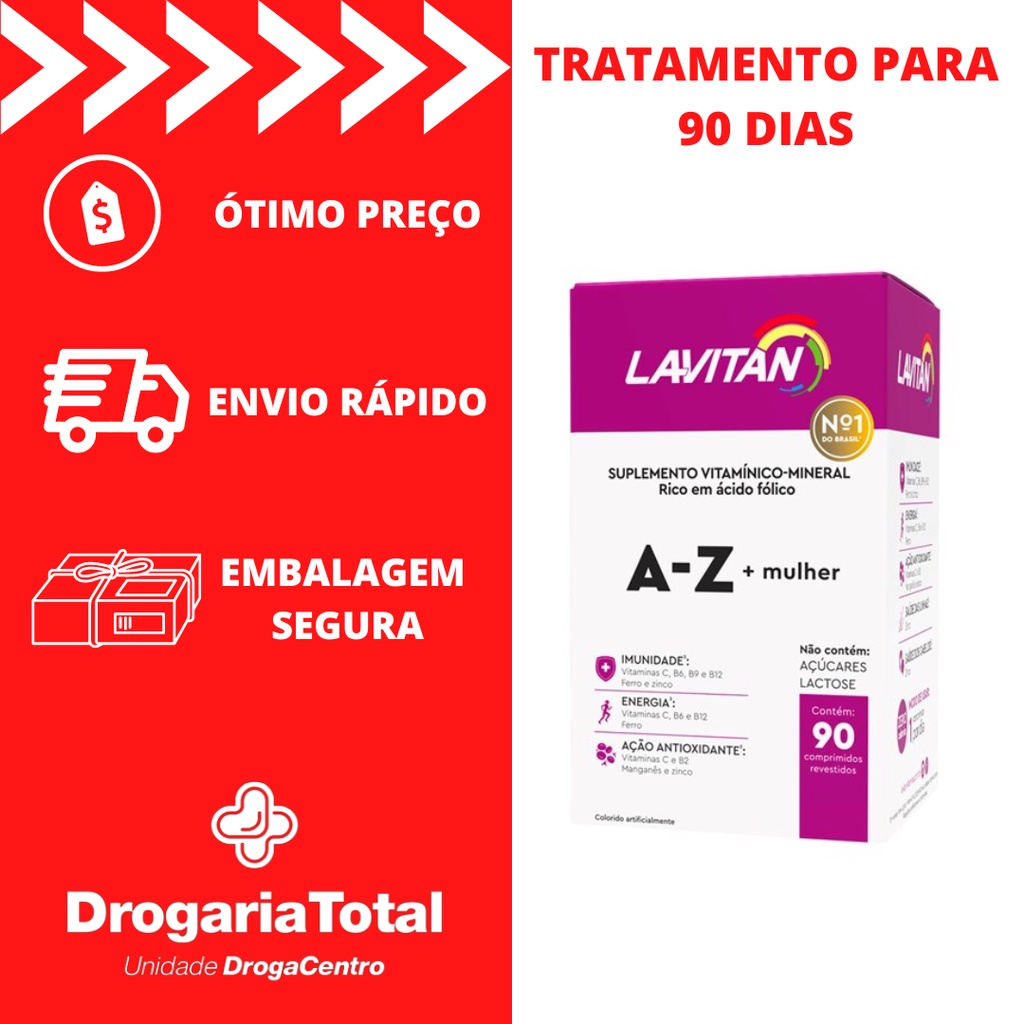 Vitamina Lavitan Mulher A-Z Com 90 Comprimidos Cimed | Shopee Brasil