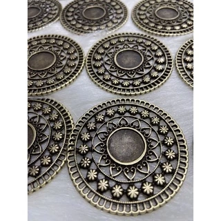 3 mandala de metal banhada para colagem ou pingente bijuterias ouro velho e prata 5 cm para artesanato peças para montagem acessórios da moda diy