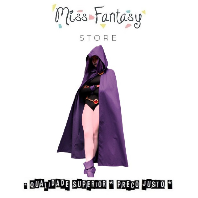 Capa Adulto Titans Ravena com Cinto Cosplay Fantasia Super-Herois