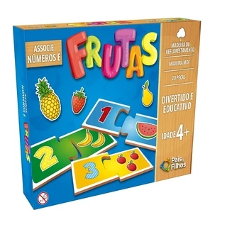 Jogo Associe Numeros e Frutas em Madeira - Original - Pais e Filhos