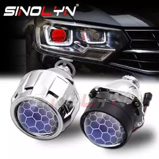 Uma Unidade Lente De Farol 2.5 Bixenon Em Favo De Mel Projetor HID Para Afinação De Acessórios De Faróis De Carro H4 H7