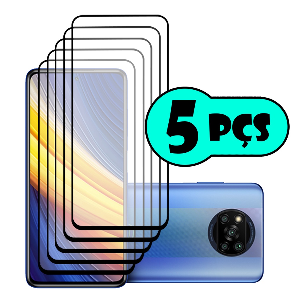 Kit Com 5 Películas de Vidro 3D Para Xiaomi Poco X3 / Poco X3 Pro